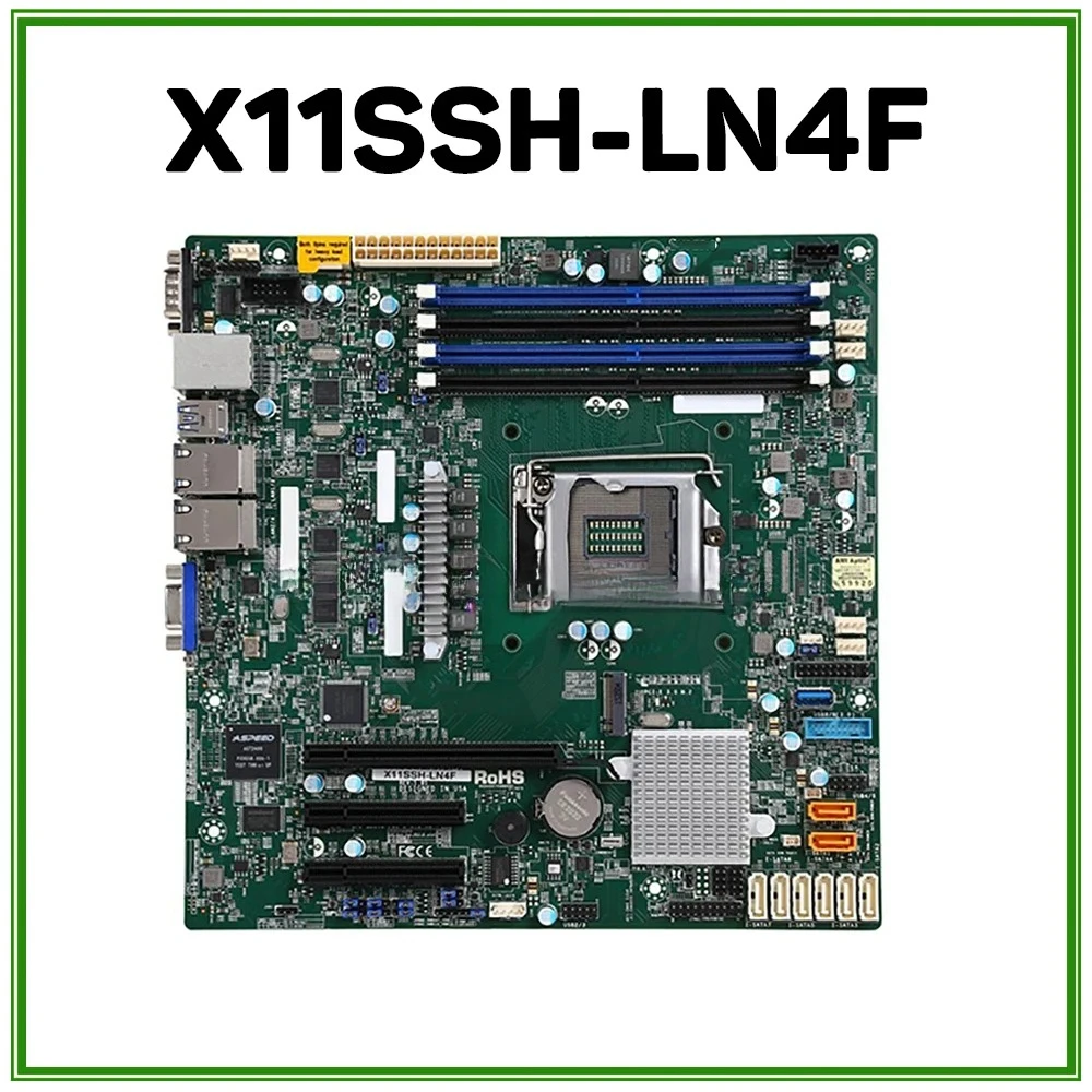 X11SSH-LN4F Server Motherboard For Supermicro Single-socket Server E3-1200v6v5 C236 Quad GbE LAN M.2 SATA3 LGA1151