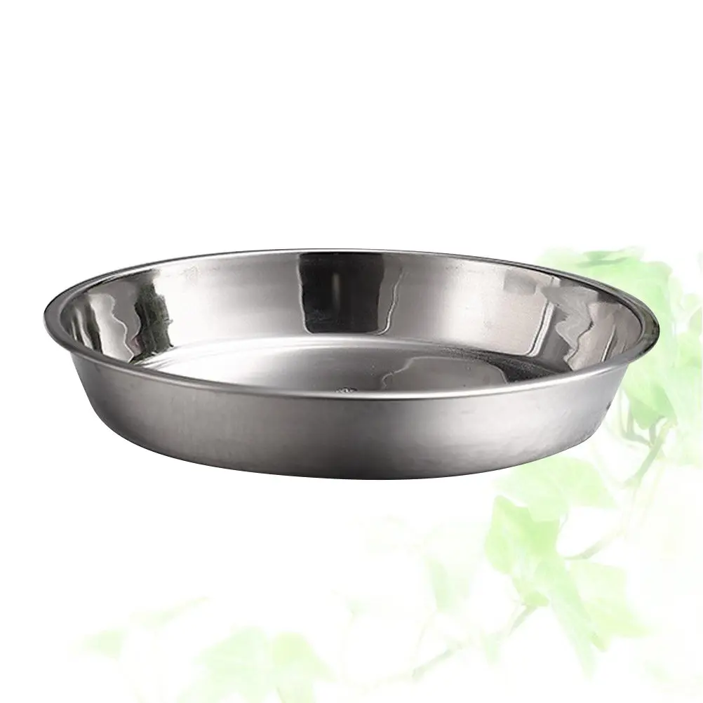 Prato Redondo de Aço Inoxidável 24Cm, Utensílios Pesados para Uso Interno e Externo, Cozinha, Almoços para Crianças
