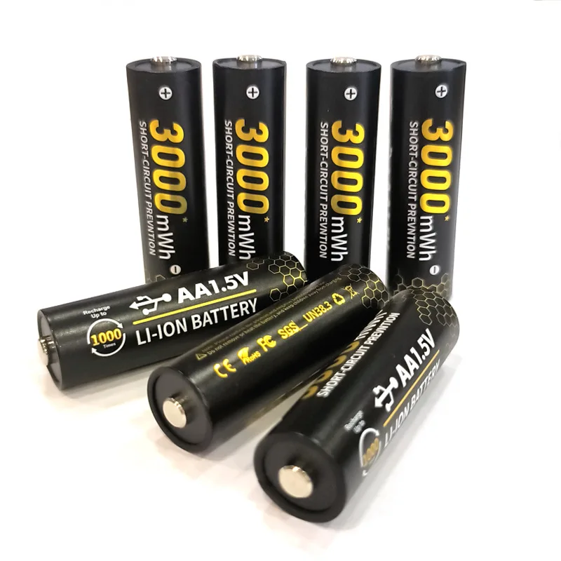 4pcs 1.5V AA 3000mWh Rechargeable Lithium Battery for Hunting Cameras Remote Control Mice Smart Door Lock Micro Devices+charger