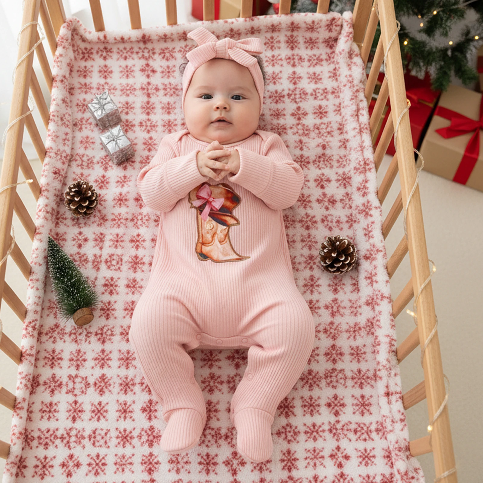 FOCUSNORM 0-18 متر الرضع طفل الفتيات الفتيان خريف شتاء رومبير كم طويل طاقم الرقبة الغربية التطريز حللا مع مجموعة عصابات رأس