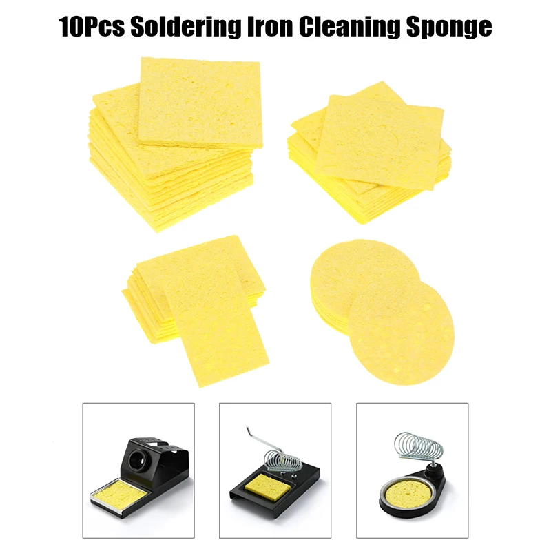 

10Pcs Soldering Iron Tips Cleaning Sponge High Temperature Enduring Condense Sponge For Welding Tips Cleaning Tools