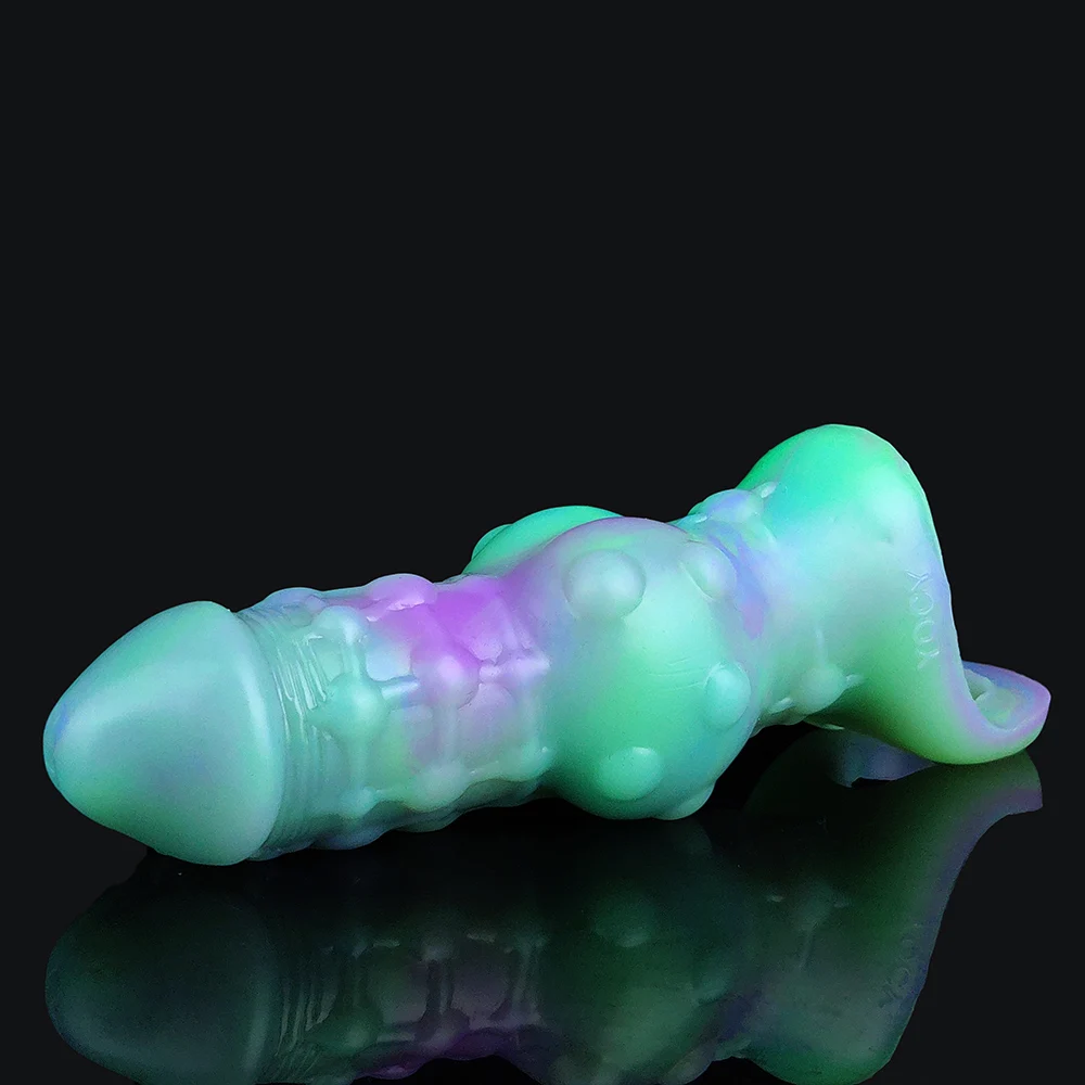 YOCY Big Knot Animal Penis Sleeve Soft Silicone Penis Enlargement Cock Sheath Glowing In The Dark  Sex Toy For Women Men