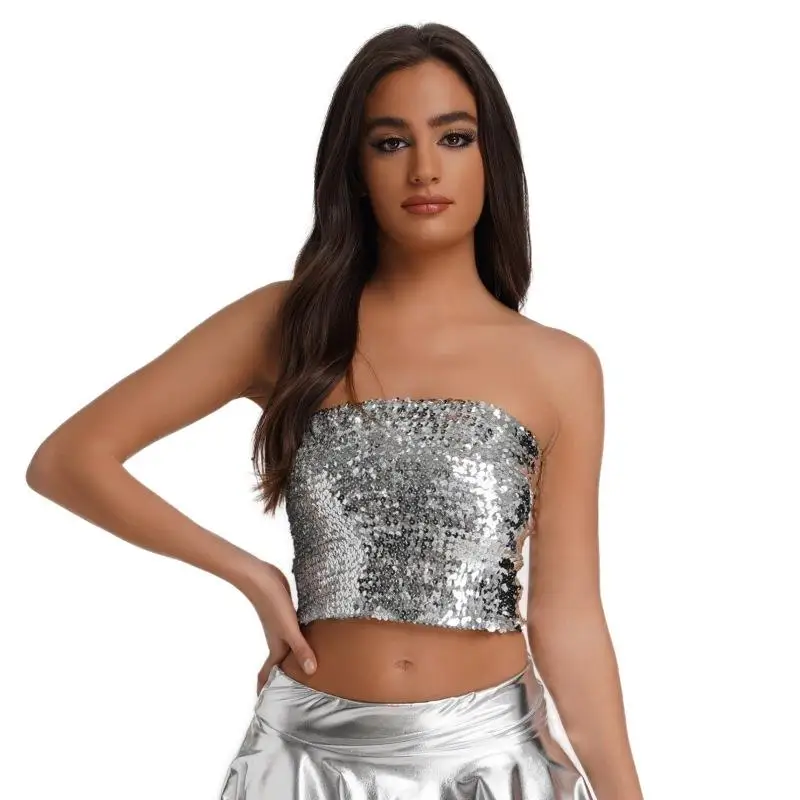 

iny Performance Costumes Top for Dance Stage Sparkling Design Women's Ethnic Faion Autumn Collection No Brand Registered