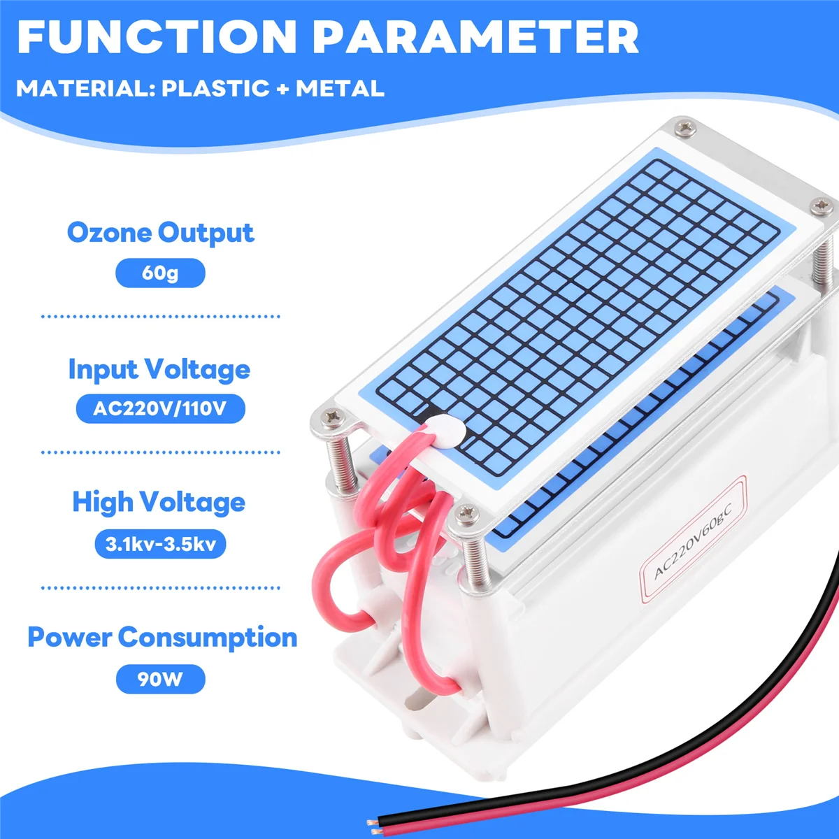 Generador de ozono de 60 G/H, limpiador de aire, ozonizador, purificador, tratamiento de formaldehído, elimina el olor, máquina de ozono de 220V