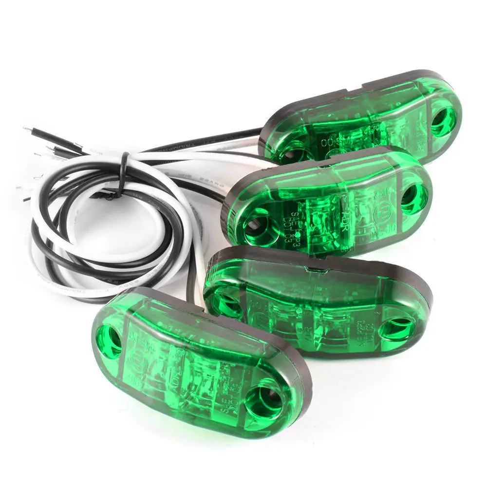 10PCS Green Oval Warning Indicator Light Car Side Marker Lights LED 12-24V Waterproof Truck Tail Light Trailer Clearance Lamp