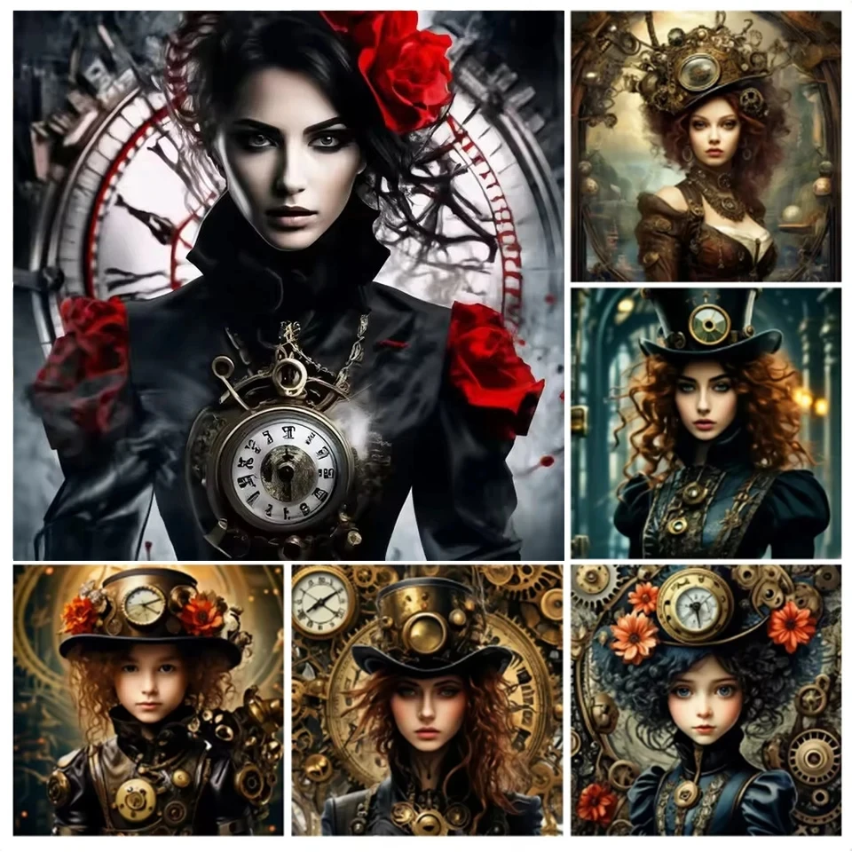 Diy Diamond Painting New Collection Steampunk Woman Full Drill Mosaic Embroidery Girl Rhinestone Jewelry Cross Stitch Kits Decor