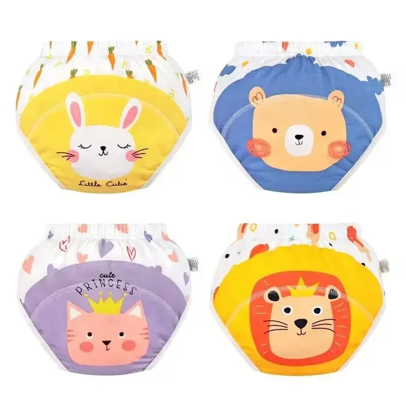 4Pcs Baby Cotton Training Pants Panties Baby Diapers Reusable Cloth Diaper Nappies Washable Infants Children Underwear