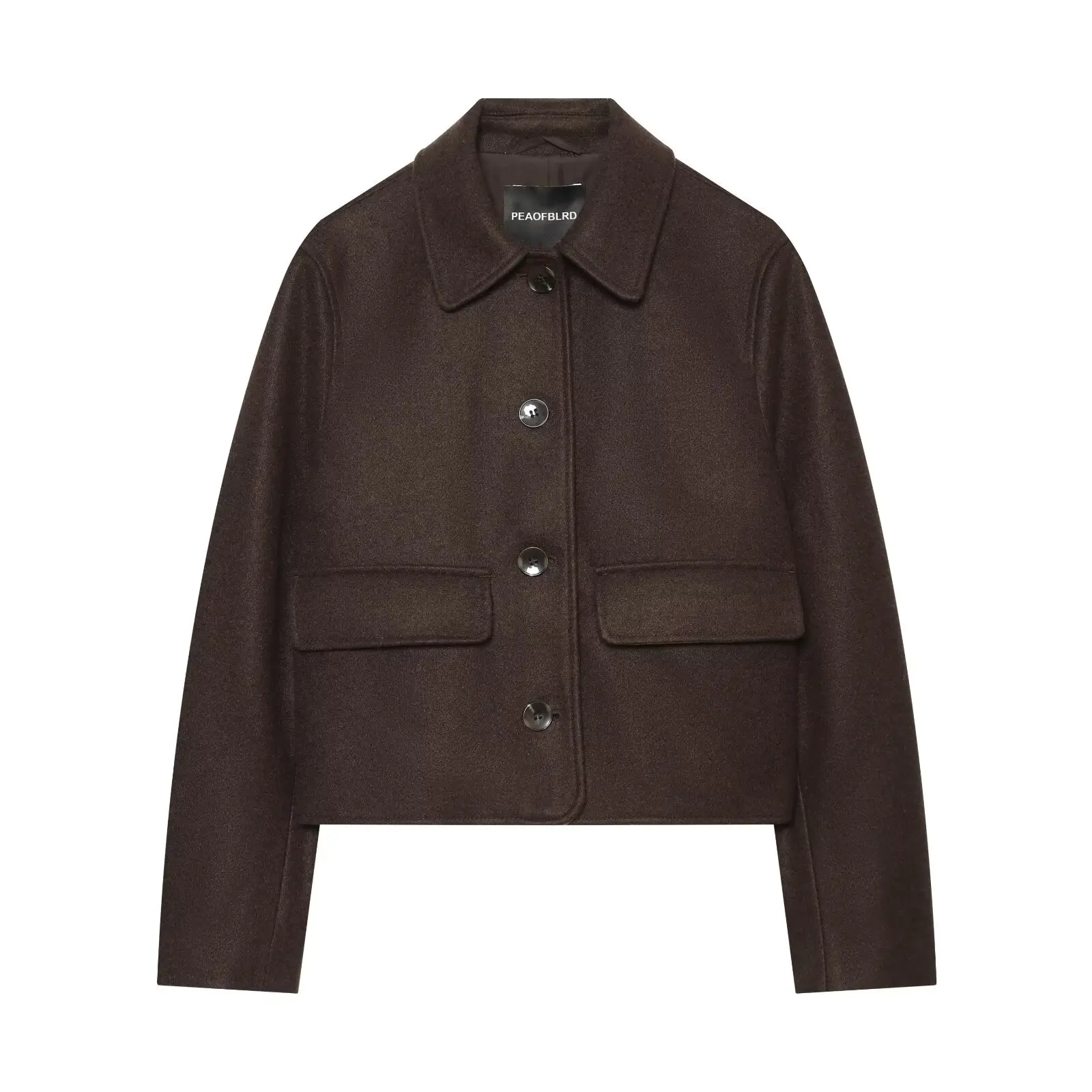 JNLEAOG Fashionable Versatile Women's Woolen Felt Short Jacket Autumn New Style Standard Fit Button Closure Polyester Fiber