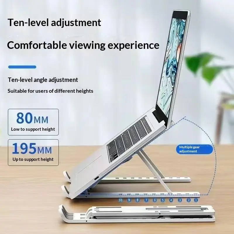 【xxx】10Gears Adjustable Laptop Holder Foldable Notebook Stand Portable Desktop Support For Air Pro Accessories ABS Material[S14]