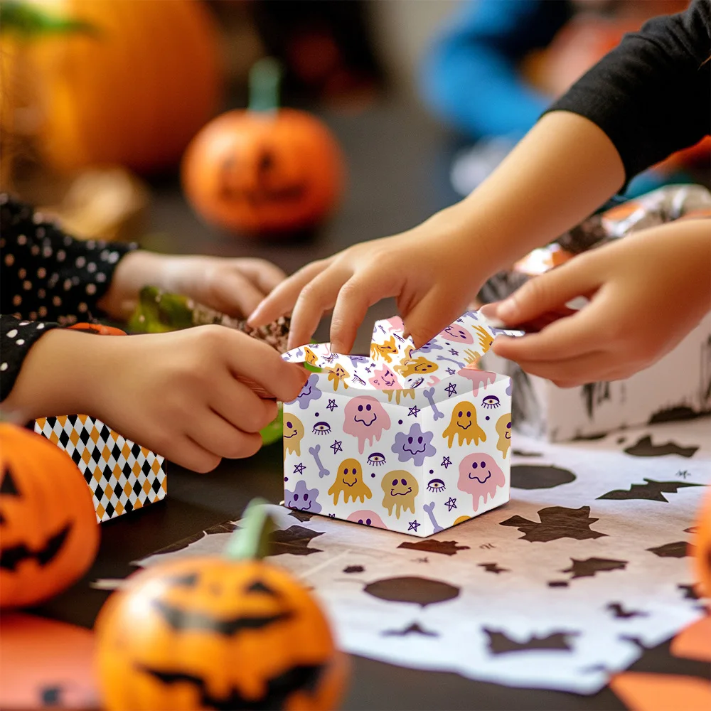 12PCS Halloween Wrapping Paper Ghost Pumpkin Pattern Gift Wrap Tissue Paper Decorative Craft Paper Halloween Party Decoration