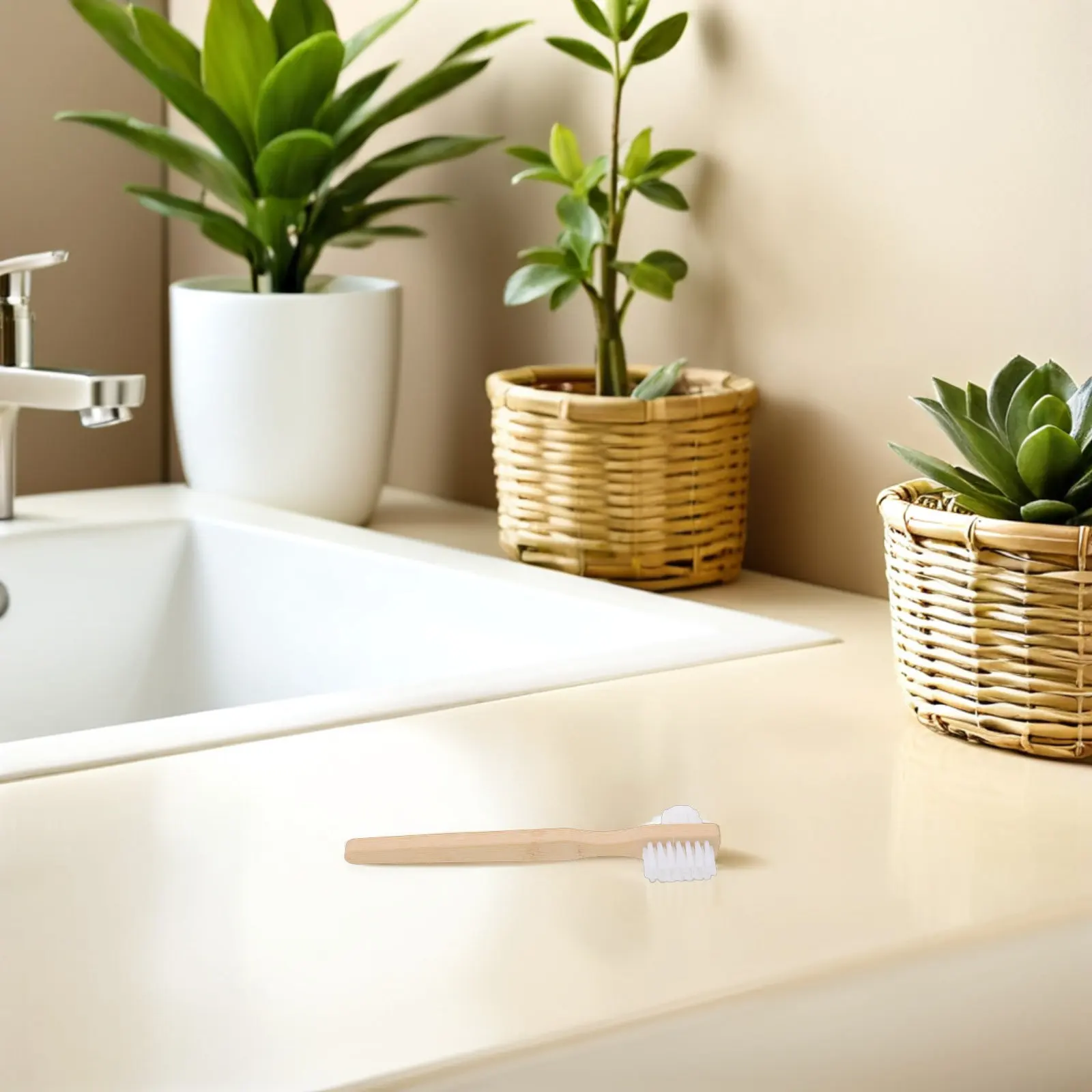 Medium Hard Nylon Bristles Denture Brush Efficiently Cleans False Teeth and Removable Dental Appliances for Fresh Breath