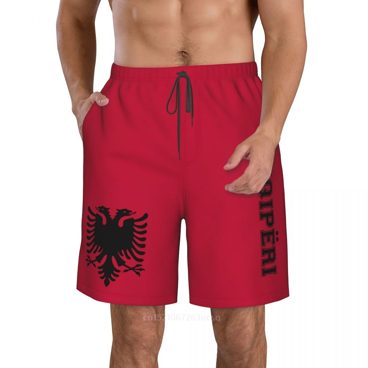 2023 Summer Polyester Albania Country Flag 3D Printed Men\'s Board Shorts Beach Pocket Running Summer Pants