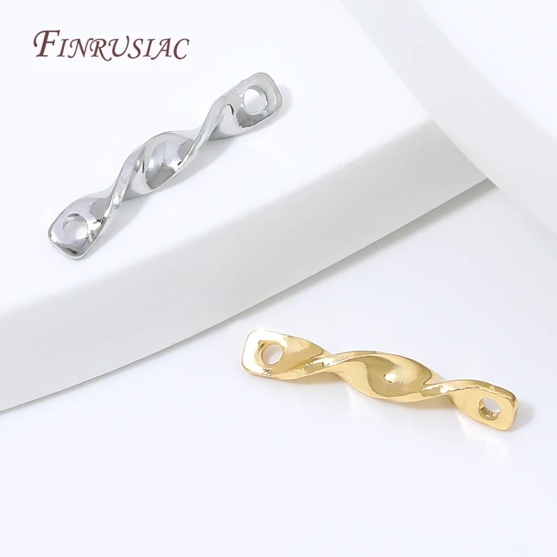 18K Vergoldeter Gedrehter Stab 2-Loch-Verbinder DIY Armband- und Halsketten-Herstellungszubehör, Ohrring-Herstellungsmaterialien, Metall-Schmuckanhänger – Detail 16