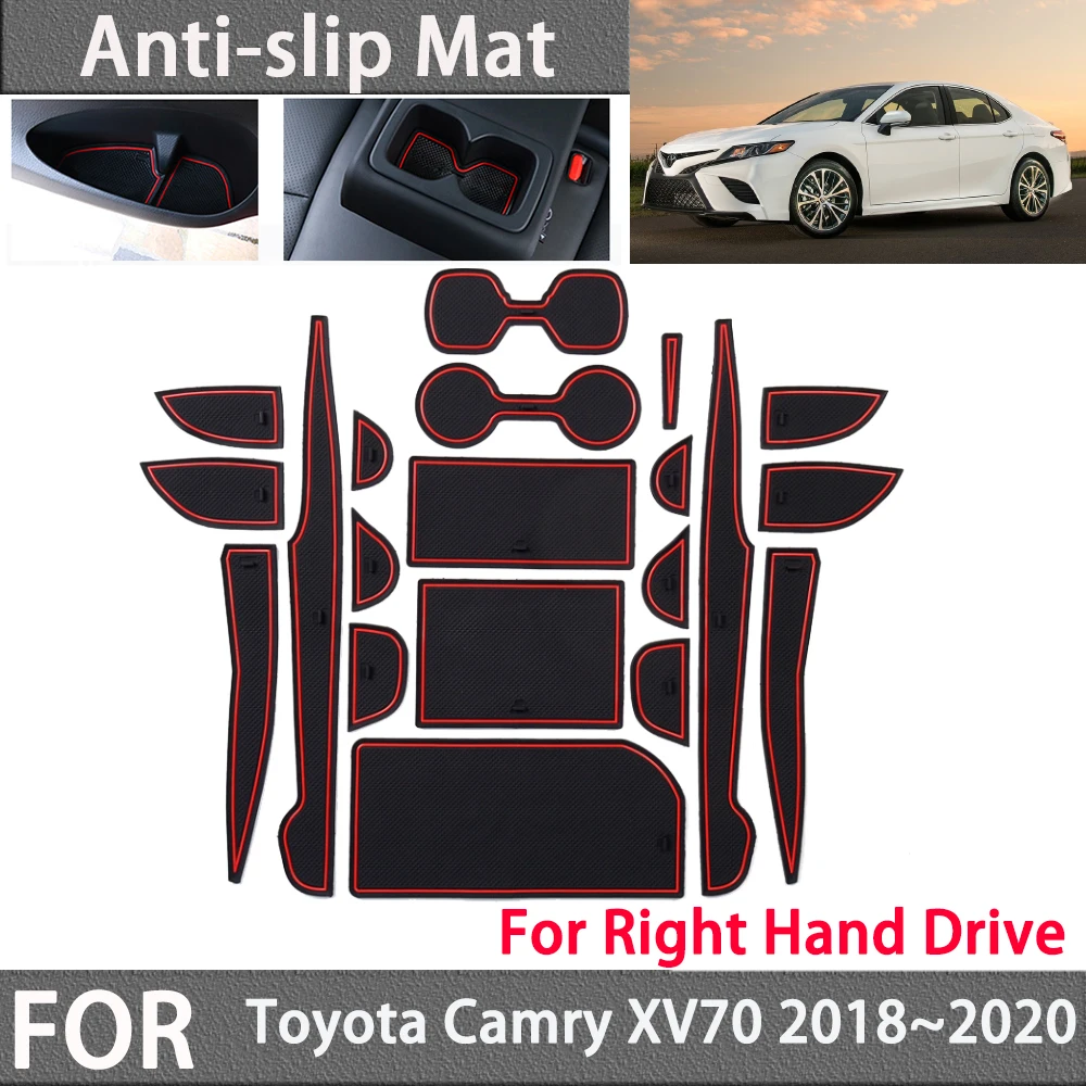 

Anti-slip Rubber Coaster Door Groove Mat for Toyota Camry XV70 Daihatsu Altis 2018 2019 2020 Gate Slot Car Stickers Accessories