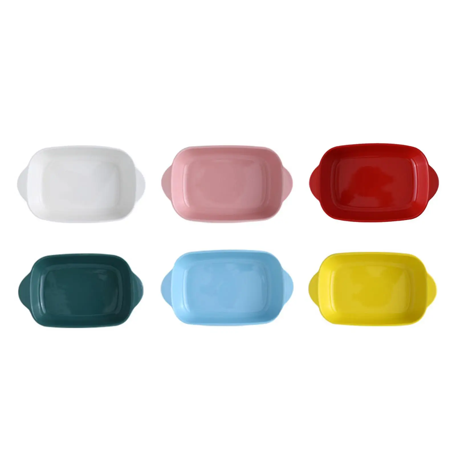 Rectangular Ceramic Baking Pan Double Ear Handle Non Slip Oven Dish for Salad Dessert Home Kitchen Tableware Accessories
