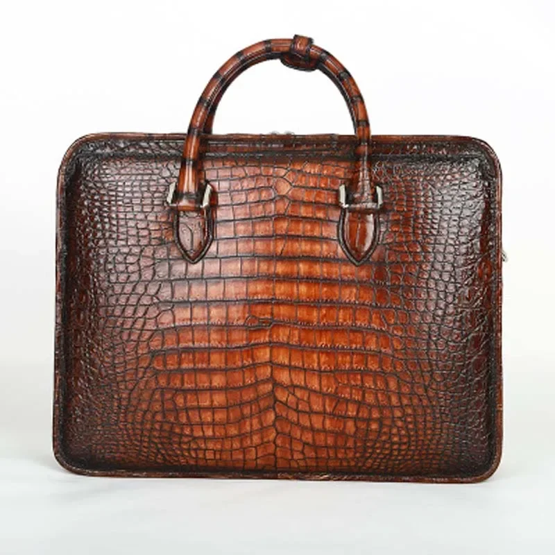 

ourui new crocodile leather male men handbag true color business Men briefcase men crocodile bag