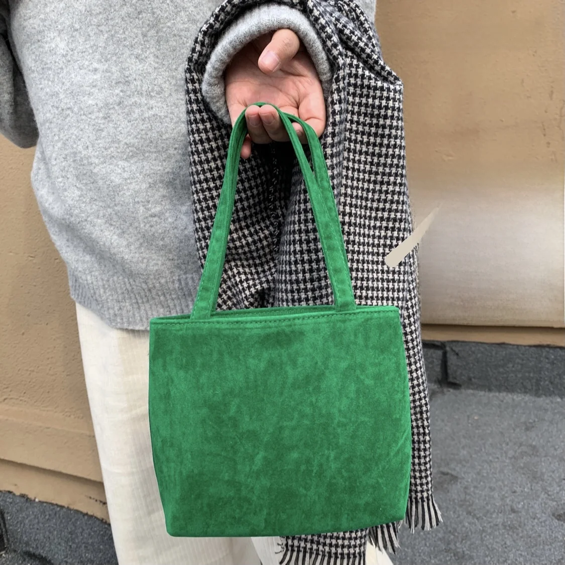 

een Wildern Fairy Простая бархатная маленькая квадратная сумка из искусственной кожи Универсальная сумка для мобильного телефона Осень-зима Ele Bag