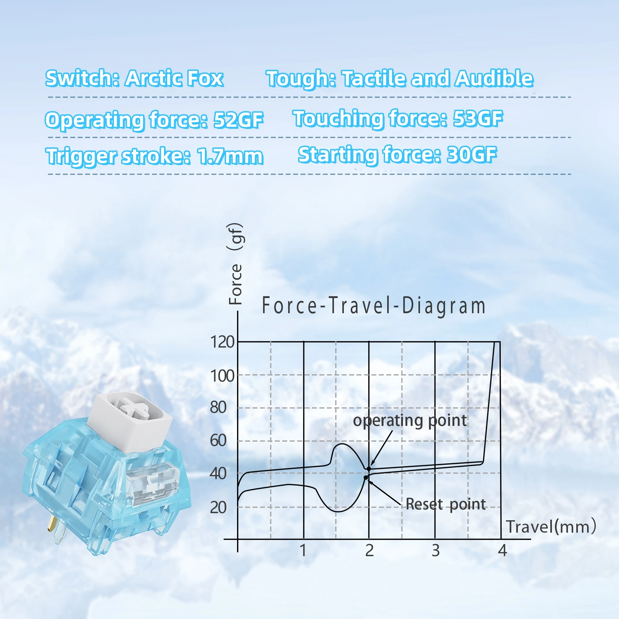 Kailh Arctic Fox Switches Keyboard Switch 5 pins RGB SMD Clicky Switches With Light Guide For Mechanical Keyboard MX Switches