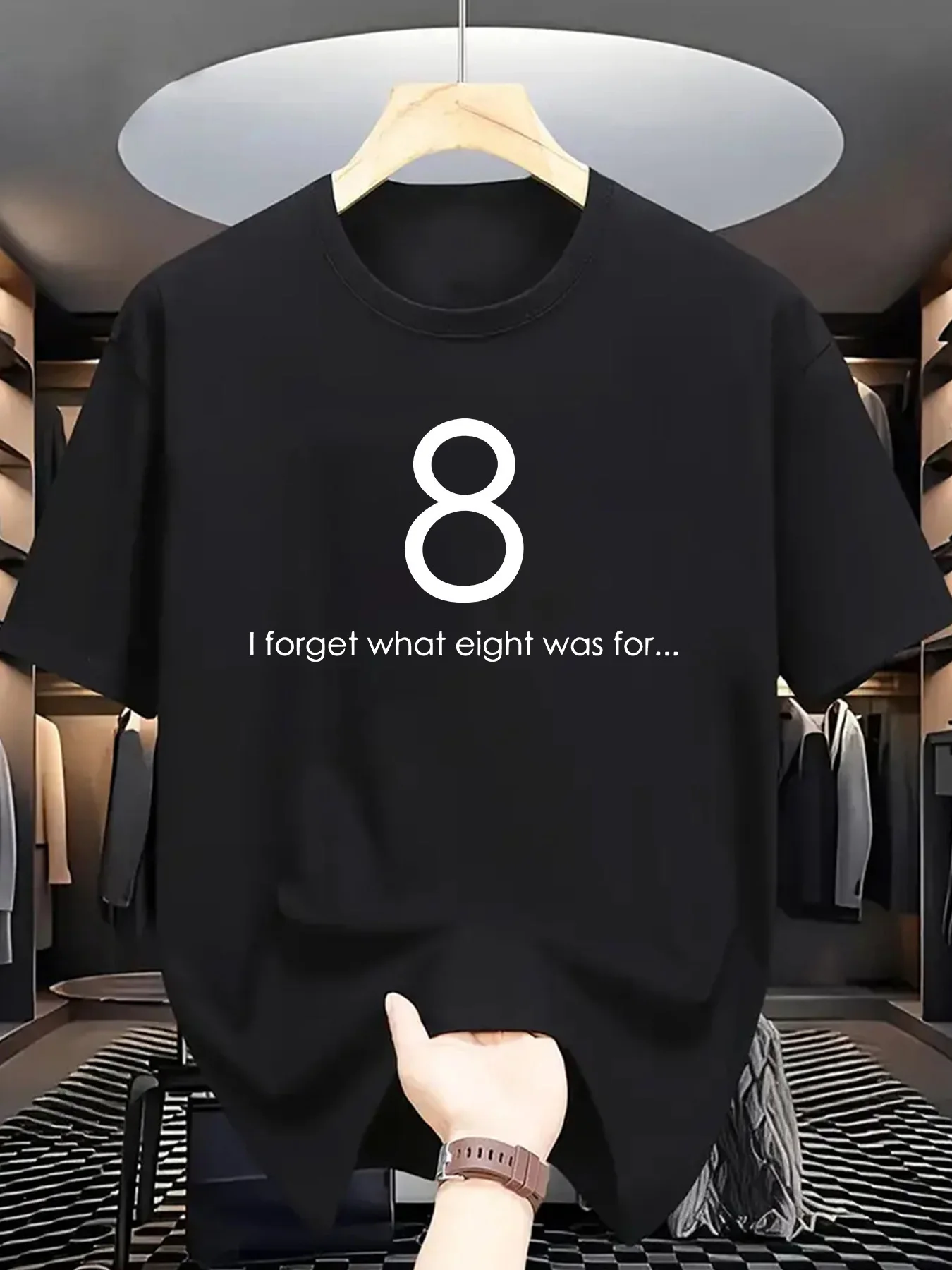 Women Crew Neck T Shirt Funny Number 8 I Forget What Eight Was For Quote Print Tees Soft Tops For Ladies Daily Street Wear