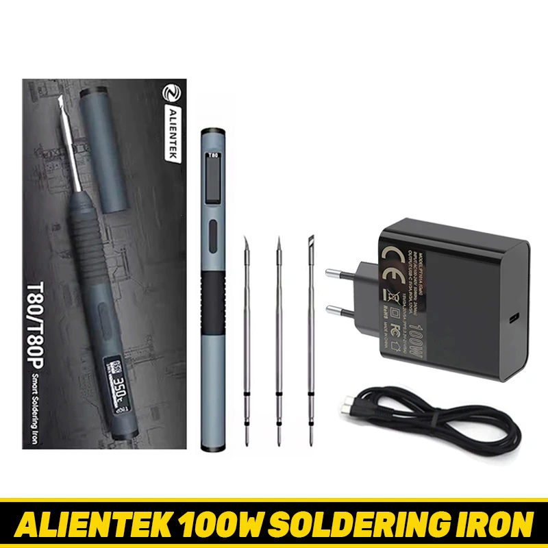 ALIENTEK T80 Electric Soldering Iron 100W Adjustable Digital Display Automatic Sleep BGA Precision Soldering Iron Repair Tool