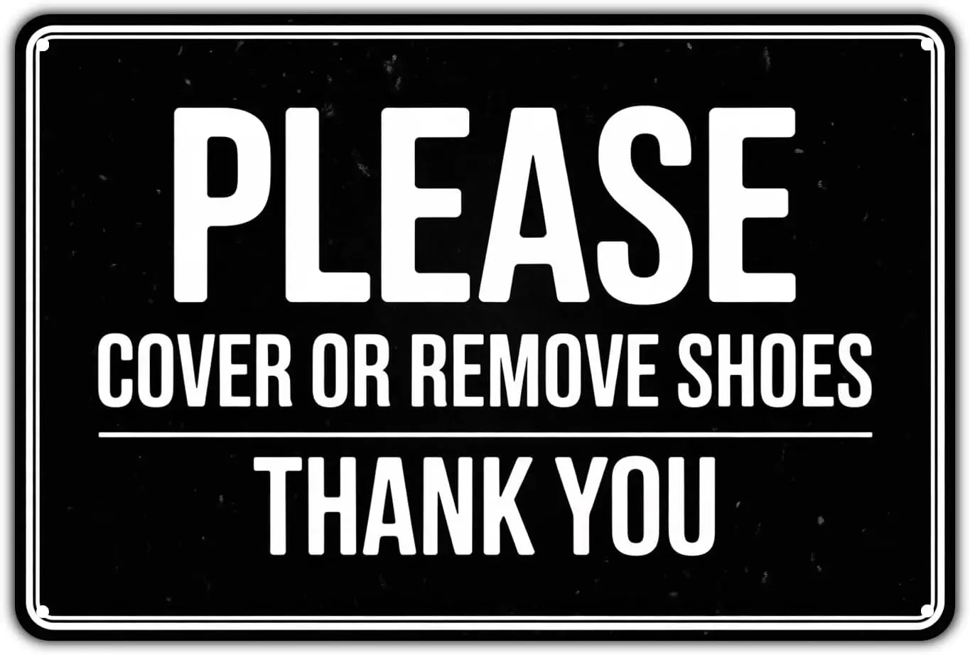 Please Cover or Remove Shoes Thank You tin sign Vintage Shoes Etiquette Metal Sign Print Aesthetic for Garden Yard Bar Porch Hom