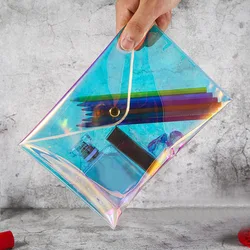 Fashion Women Laser Transparent Cosmetic Bags Document Pencil Case Ladies Clear Makeup Bag Portable Make Up Pouch Organizer