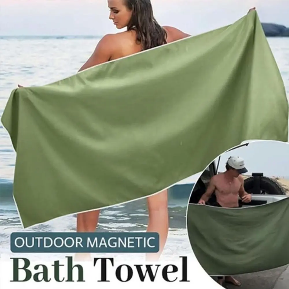 New Multifunctional Outdoor Magnetic Bath Towel Coral Fleece Portable Magnet Towels Quick-drying Beach Towel Fiber Bath Towels