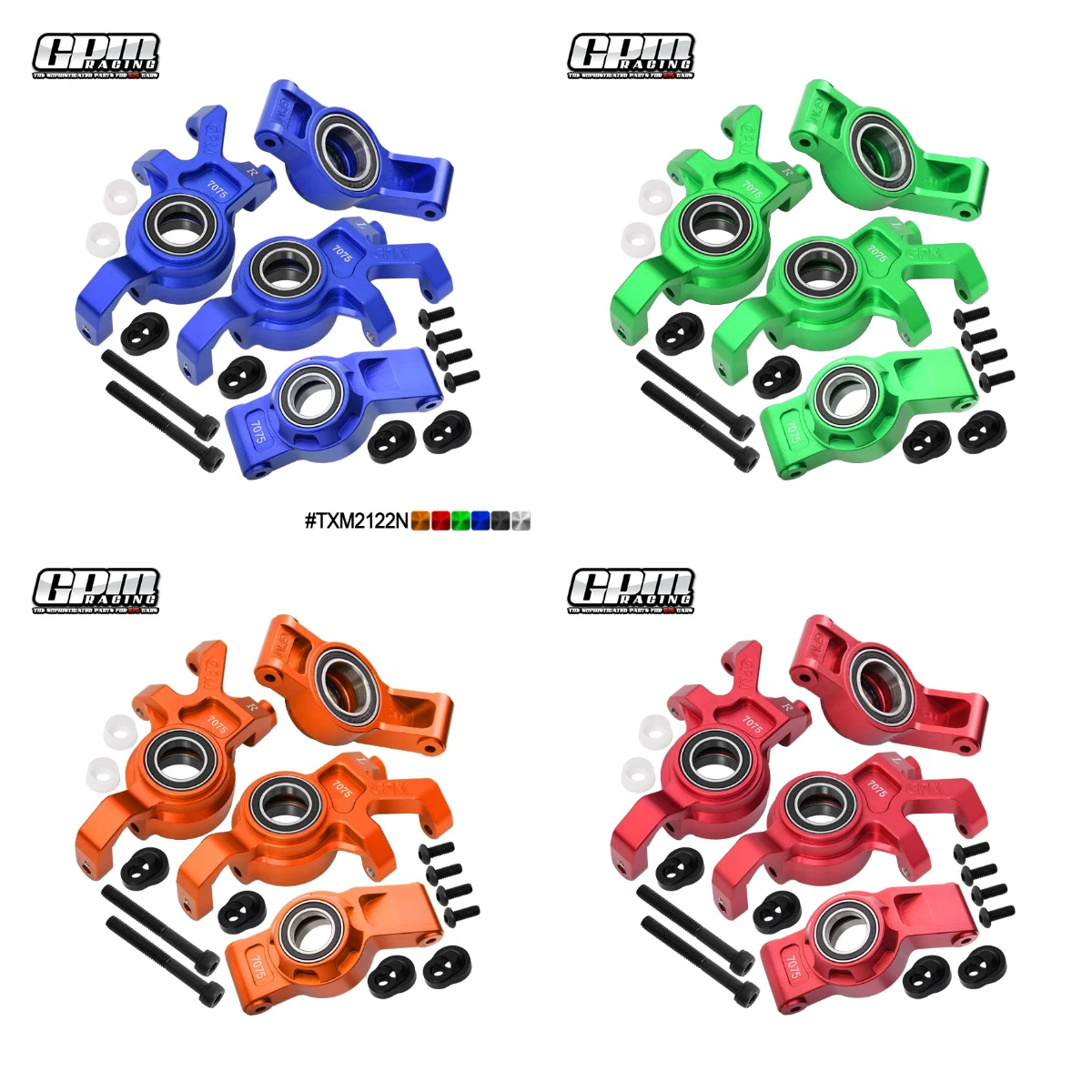 GPM 7075 Alu Front Steering Block & Rear Hub Stub Axle Carriers Kit X-Maxx XRT 8S-78097-4