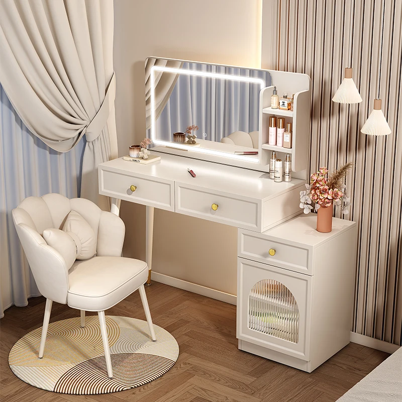 

Cream wind dressing table bedroom modern simple storage cabinet celebrity tableretractable dressing table for adult bedroom