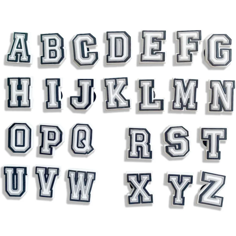 Hot 6sets Letter Series PVC Shoe Charms Cartoon Alphabet Decoration Shoe Aceessories Fit Buckle Kids X-masGifts