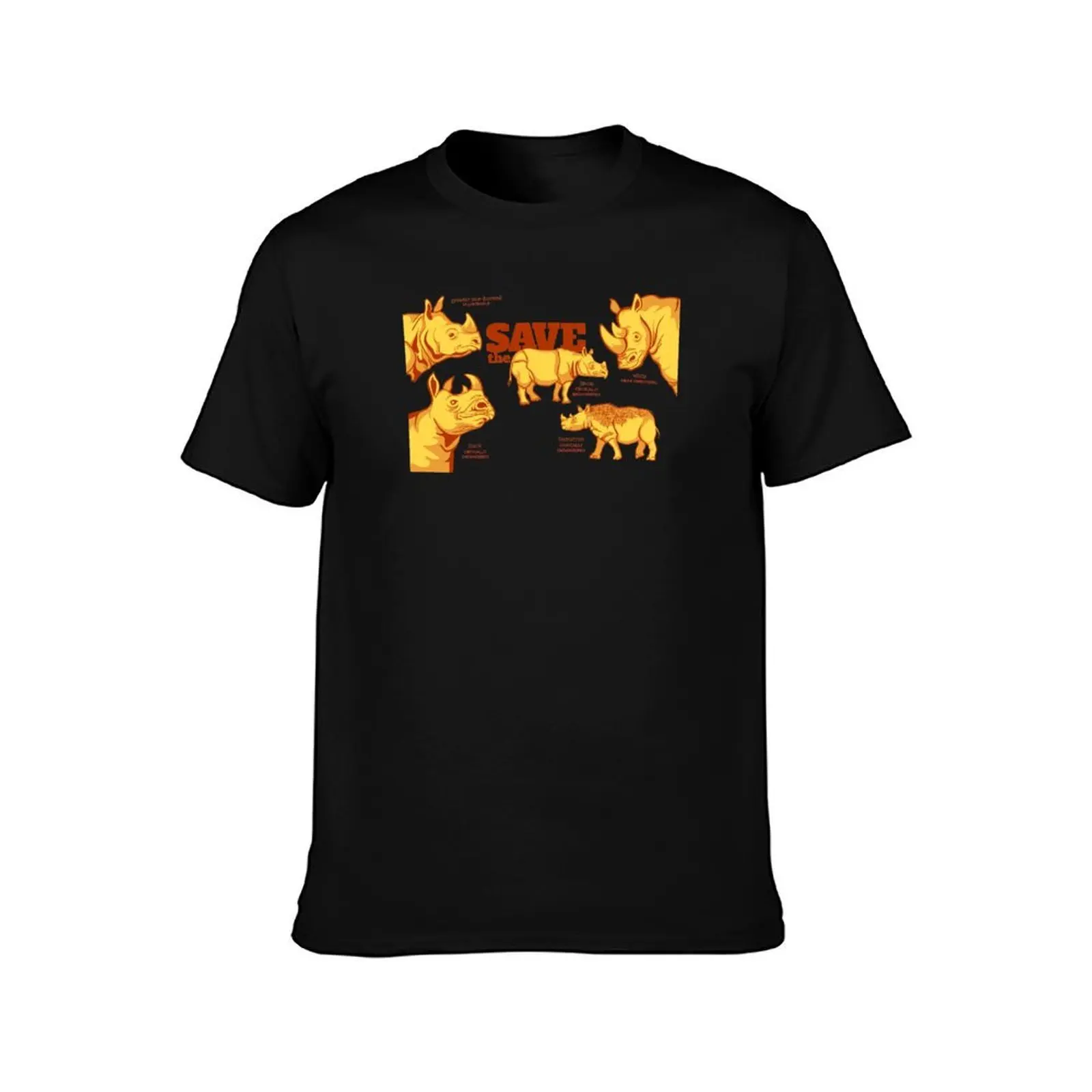 Save the Rhino T-Shirt, Summer Casual Cotton Tee, Oversized Streetwear Tops, Vintage Graphic Print, Loose Fit Short Sleeve