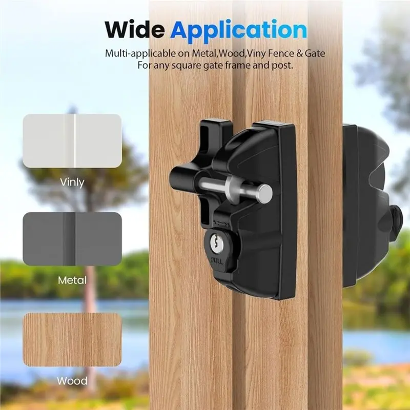 RABIT AS59Key Lockable Double Sided Latch 2 Ways, For Wooden Fence Gate, Works For Metal Gates, Vinyl Fencing, Wood