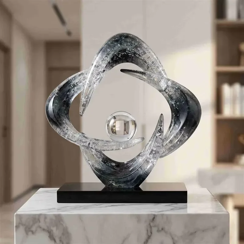 Modern Transparent Resin Ornament Simple Light Luxury Home Decor Advanced Design Desktop Display Piece Elegant Interior