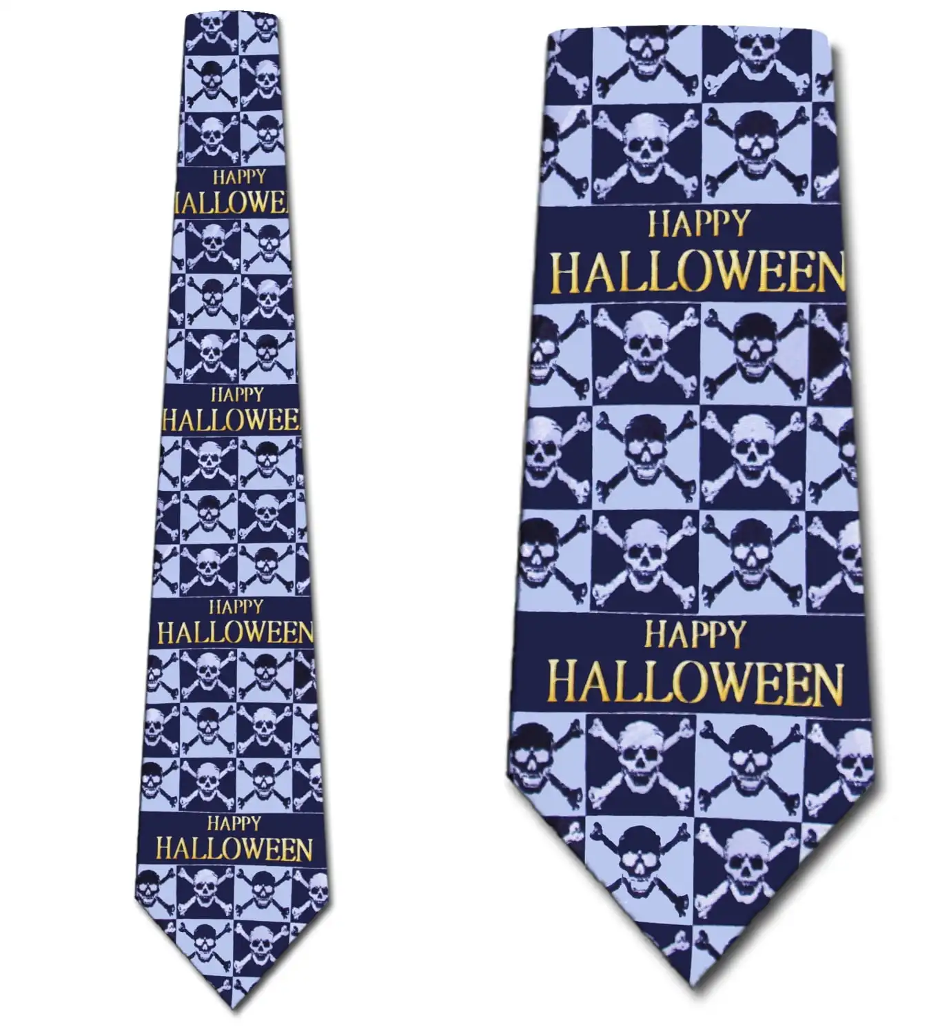 Skull and Cross Bone Halloween Necktie Mens Tie Holiday Shirt Decor Print One Size