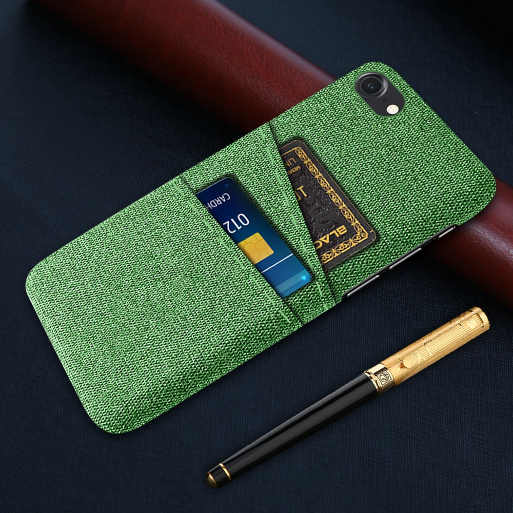 Luxury Fabric Dual Card Phone Cover For iPhone 7 8 SE 2 3 2020 2022 Case For iPhone Apple SE 2nd 3rd generation SE2 SE3 Funda