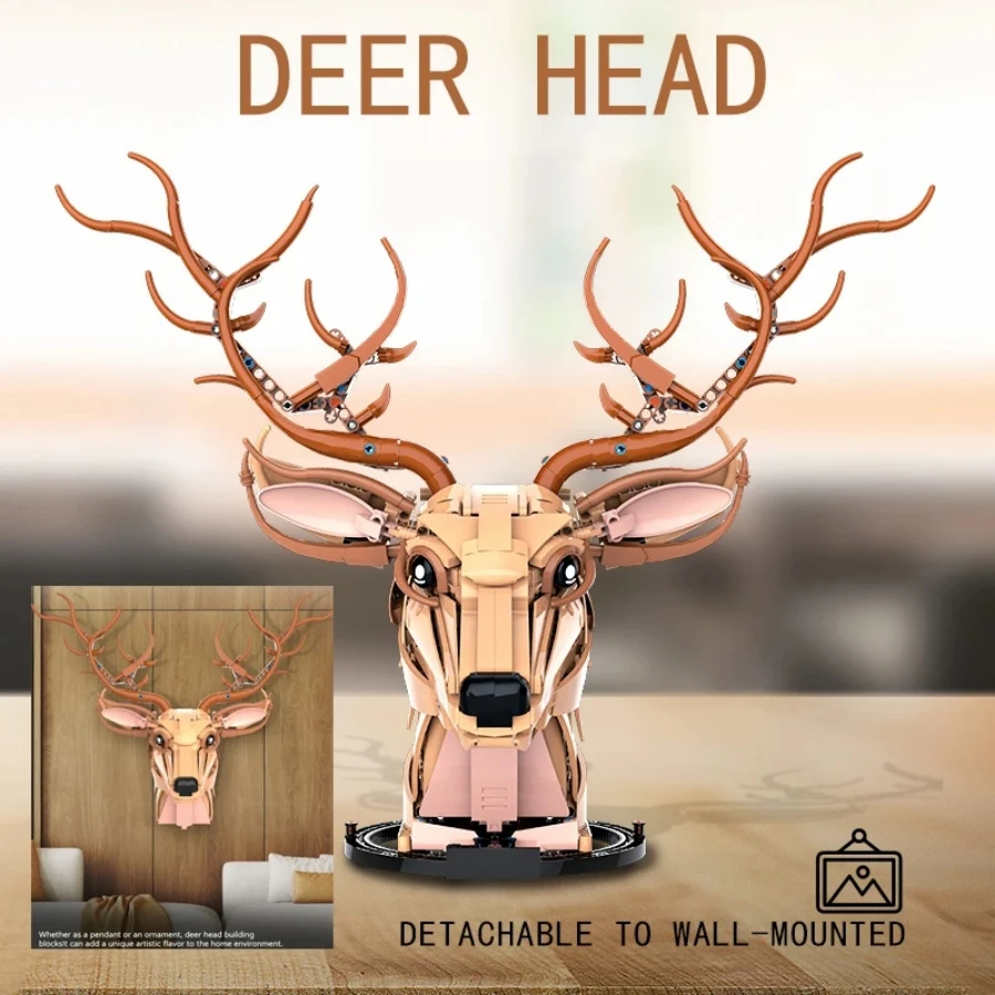 Creative Wildlife Deer Building Kit MOC Technical DIY Assembly Bricks Desktop Collectible STEM Educational Gift for Adults Kids