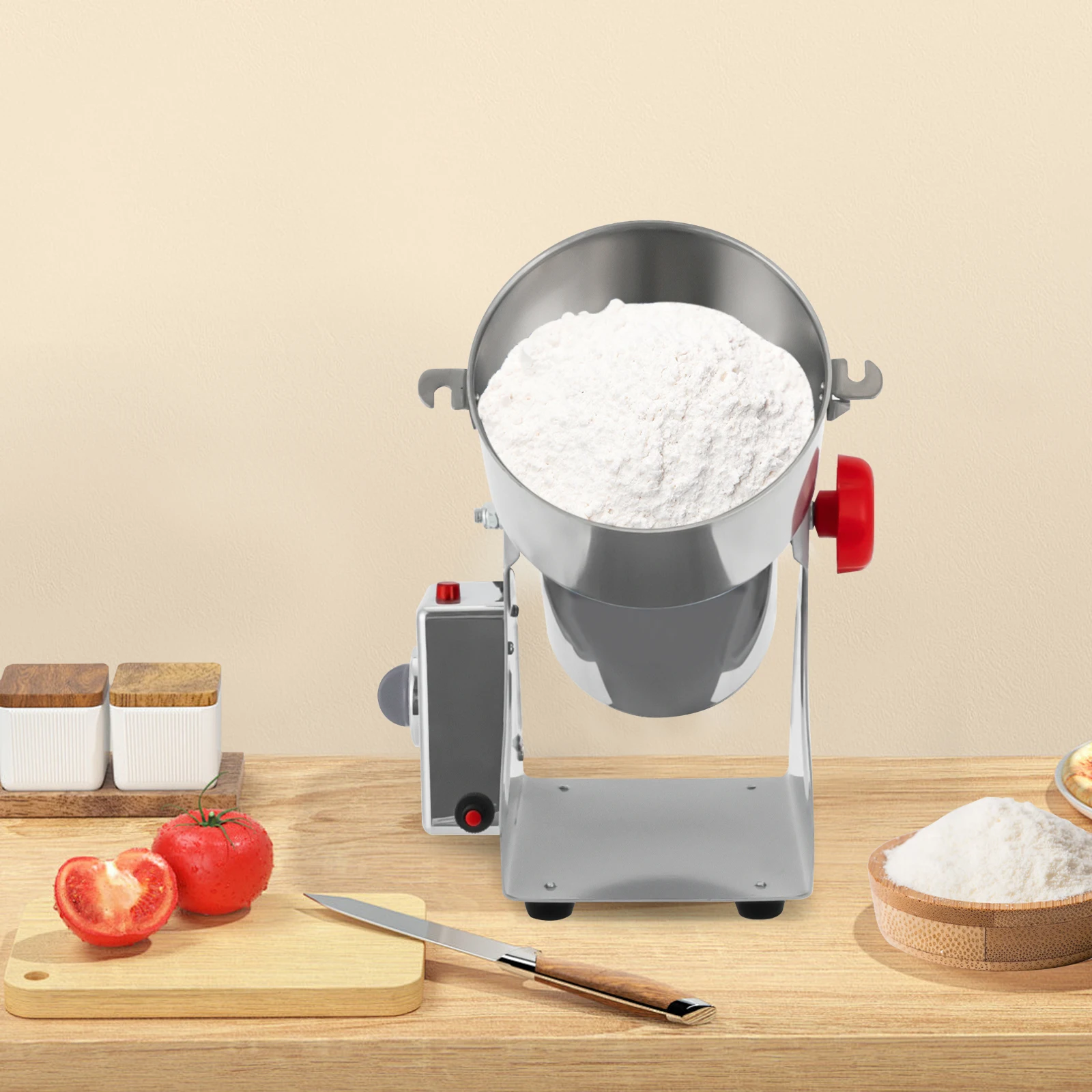 สแตนเลส 304 180 °   โรงสีเมล็ดข้าวไฟฟ้าแบบสวิงได้ 1000g โรงสีข้าว 110V 3600W โรงสีเมล็ดพืช