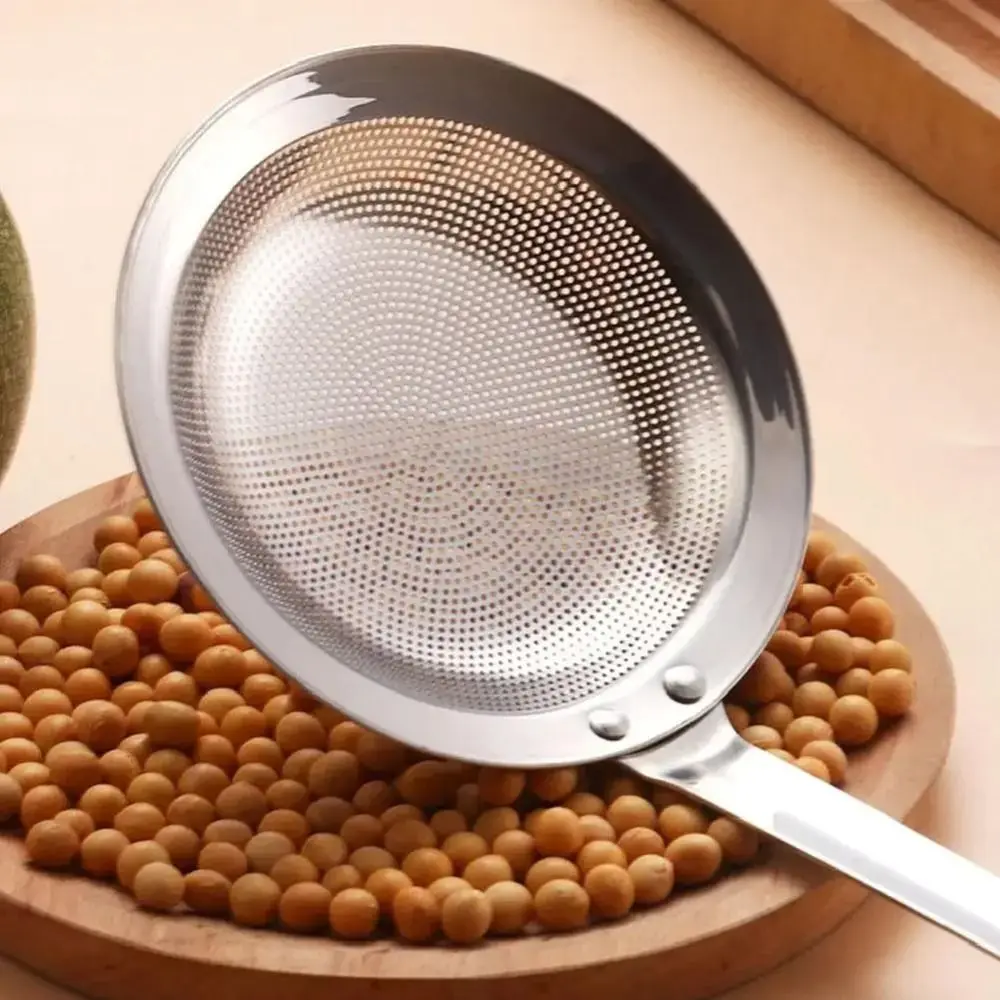 Portable Stainless Steel Oil Strainer Fine Mesh Thickened Slotted Spoon Anti-scalding Skimmer Spoon for Remove Floating Oil Foam