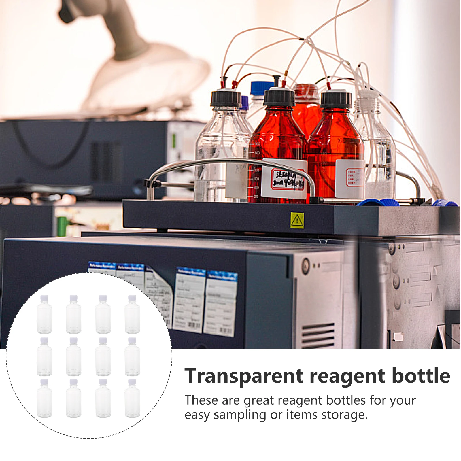 

12 Pcs PET Plastic Reagent Bottles Leakproof Lab Storage Containers Water Liquid Sampling Sealing Chemical Medicine for School