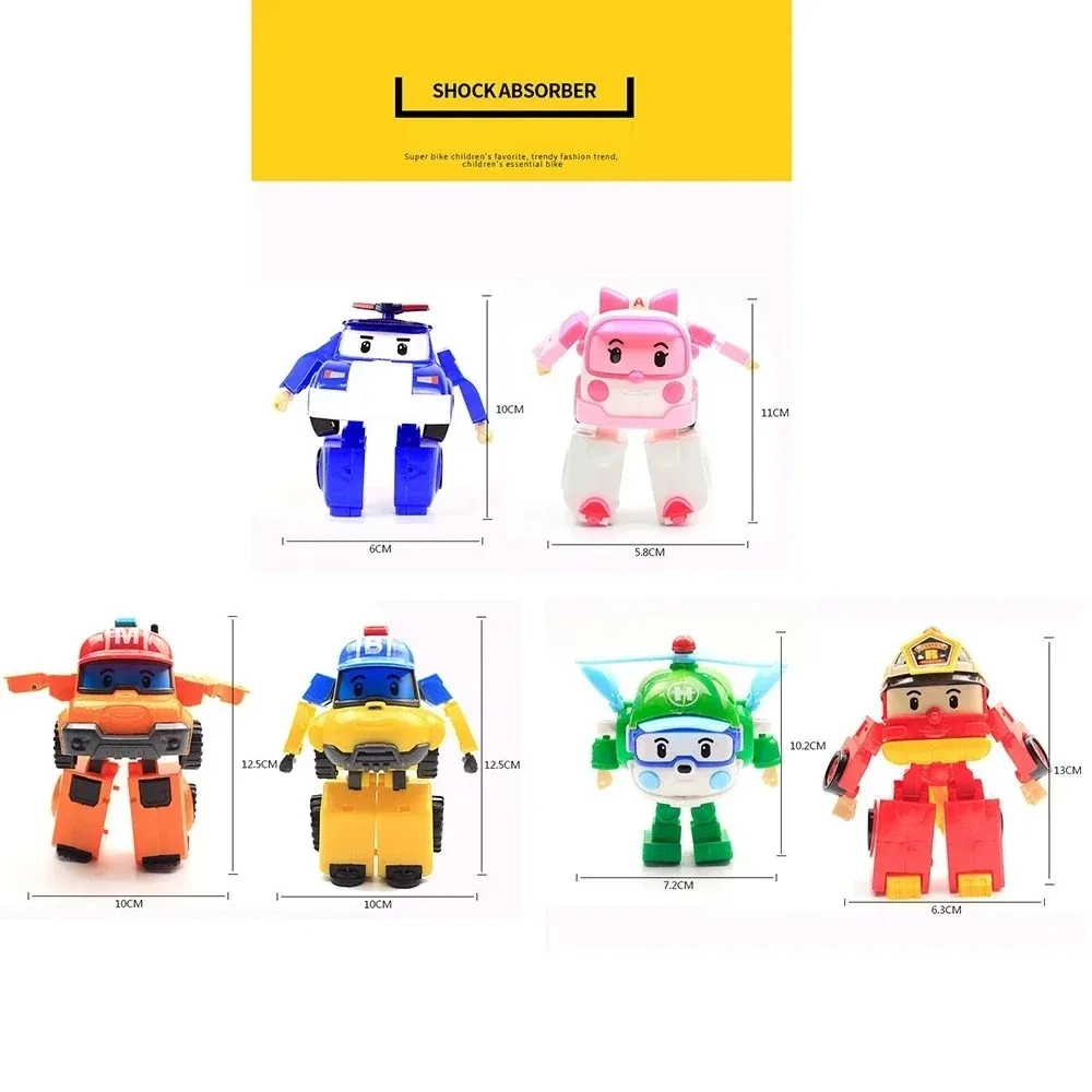 6 قطعة/المجموعة الكرتون Robocars Polis عمل أرقام التحول أنيمي اليد تشوه سيارة نموذج طائرة دمى هدايا الروبوتات ل