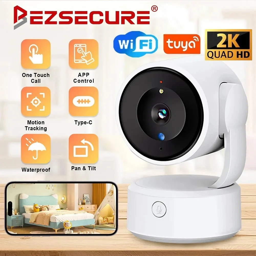 Tuya 5MP Baby Monitor WiFi PTZ Camera One-touch Call Auto Tracking Color Night Vision Two Way Audio Pet Camera Indoor Security