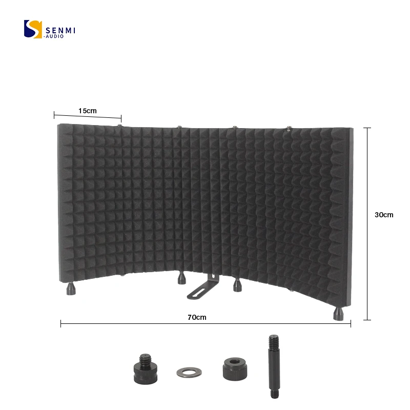 Microphone Isolation Shield Metal 5-Panel Vocal Booth Foldable High Density Absorbent Foam Suit  For Studio Sound Recording