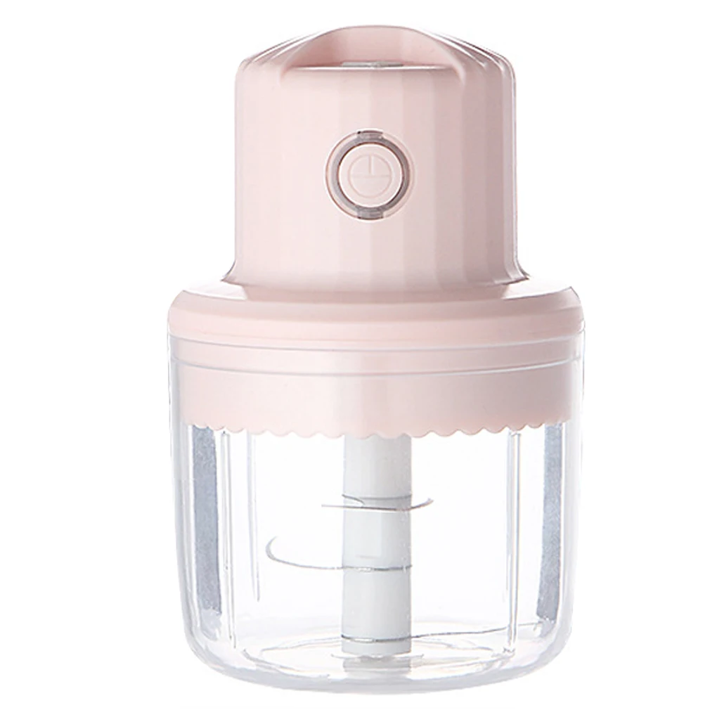 

Garlic Mincer Satinless Steel Plastic Food Grinder Household Electric Rechargeable Garlic Chopper, Pink, 250ML