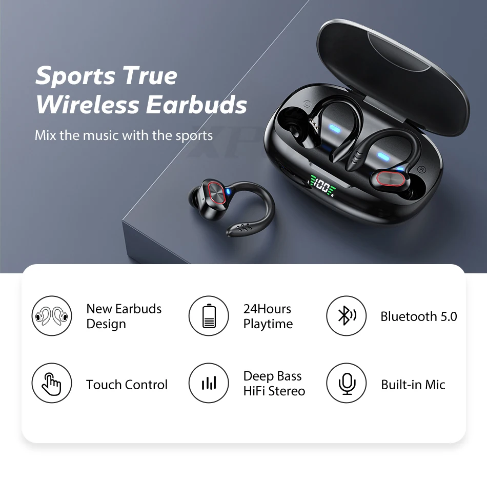 Xiaomi Headset Bluetooth TWS S730, earbud tanpa kabel kait, Headset olahraga HiFl Stereo tahan air dengan mikrofon