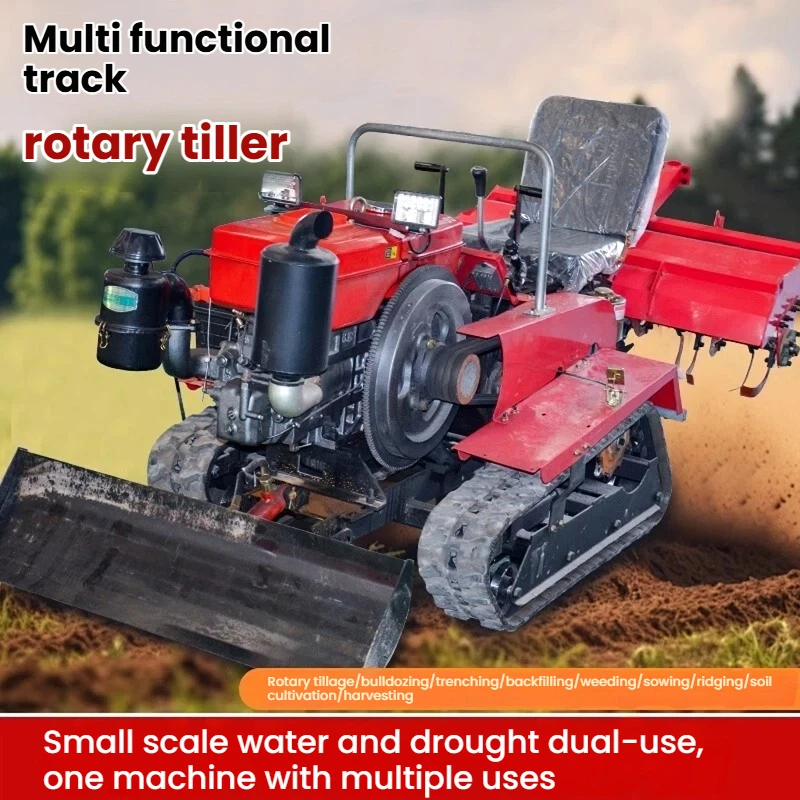 Maravilla agrícola multifuncional: Crawler - Tipo Mini anfibio - Leme, manijas de rotación, zanjas y arado