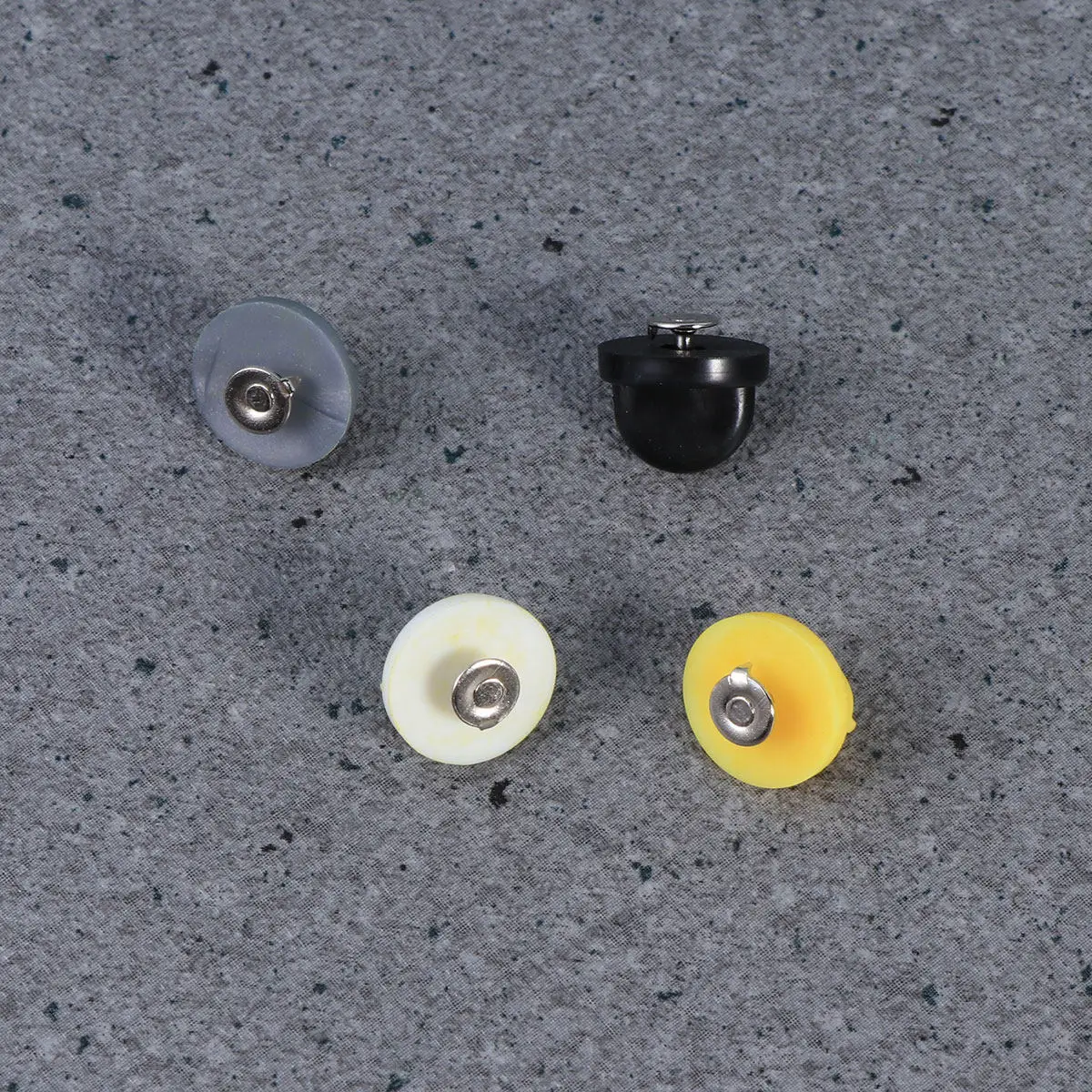 100Pcs Rubber Pin Backs Round Plastic Badge Caps Assorted Colors Black White Grey Yellow Durable Fastening Pins