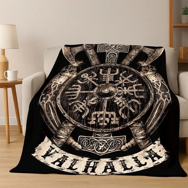 Viking WarriorSymbol Valknut Nordic Valhalla Flannel Blanket Soft Warm Throw Blanket for Bedroom Living Room Bed Travel Camping