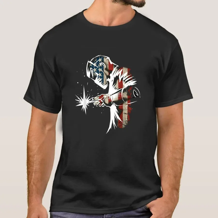 

Cool Welder Shirt Welding Tshirt Welder Gift Gifts for Welders Welder American Flag Men's 100% cotton short sleeve tshirt