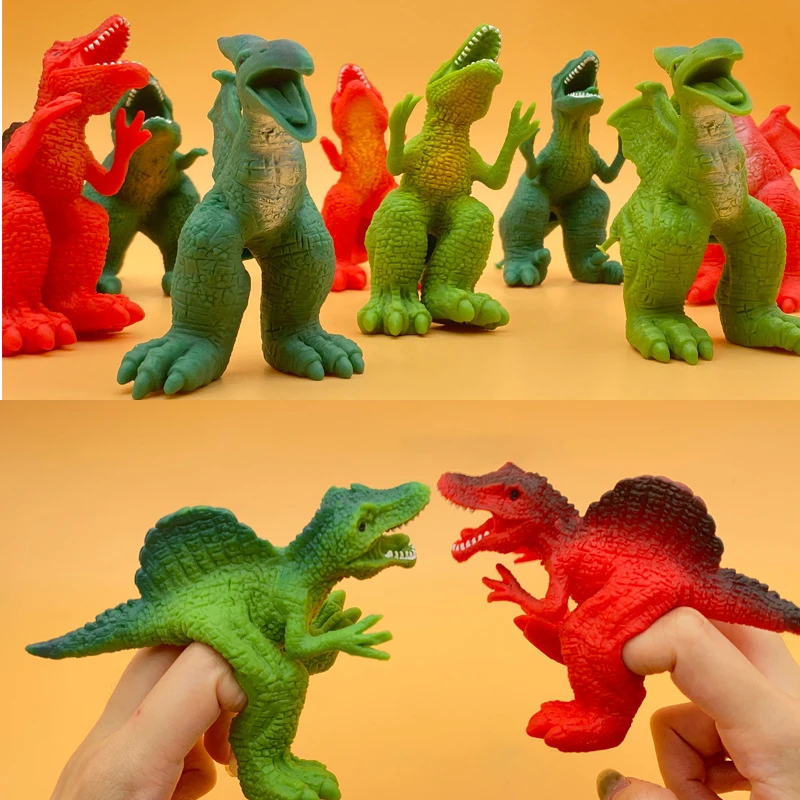 5Pcs Creative Simulation Dinosaur Finger Doll Children Soft Rubber Stress Relief Toys Funny Tyrannosaurus Rex Finger Toys Gift
