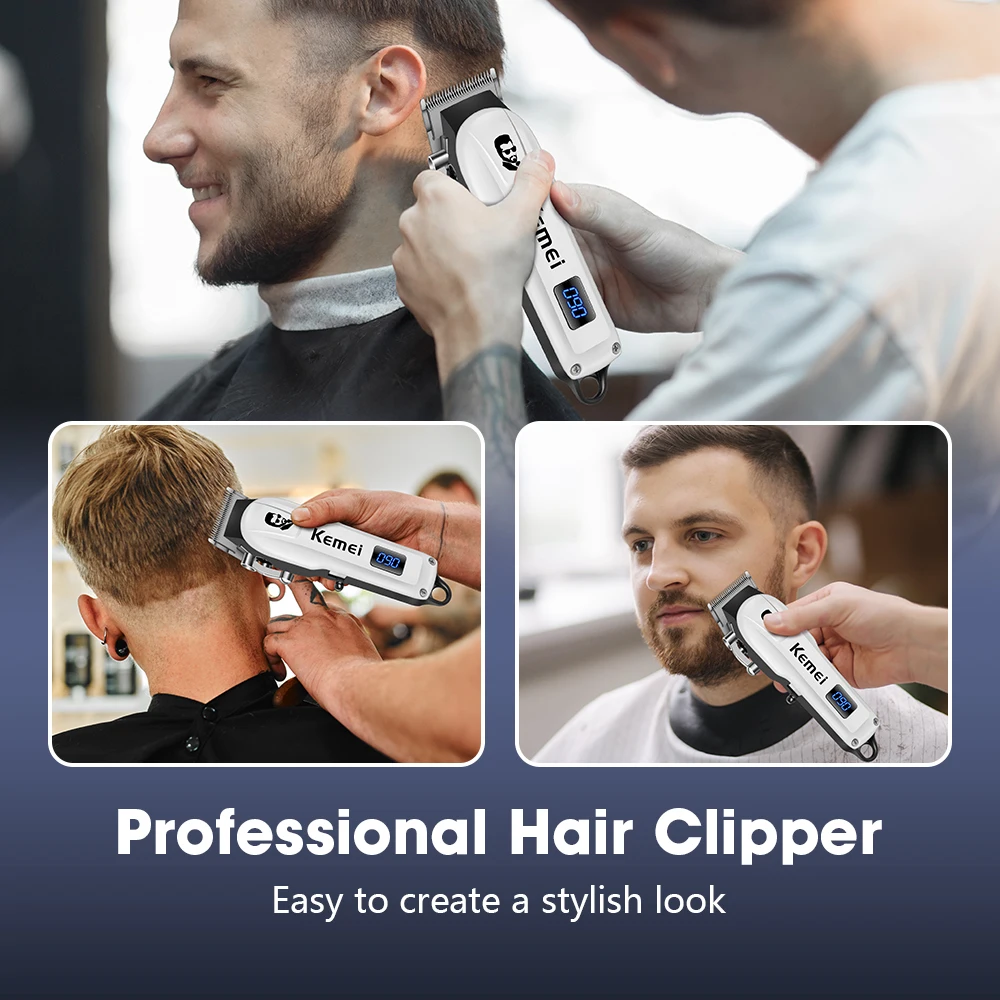 

KEMEI-232 White hair cutter machine Professional Boxless Rechargeable Men's Universal High-Speed Powerful Hair Clipper Gifts for